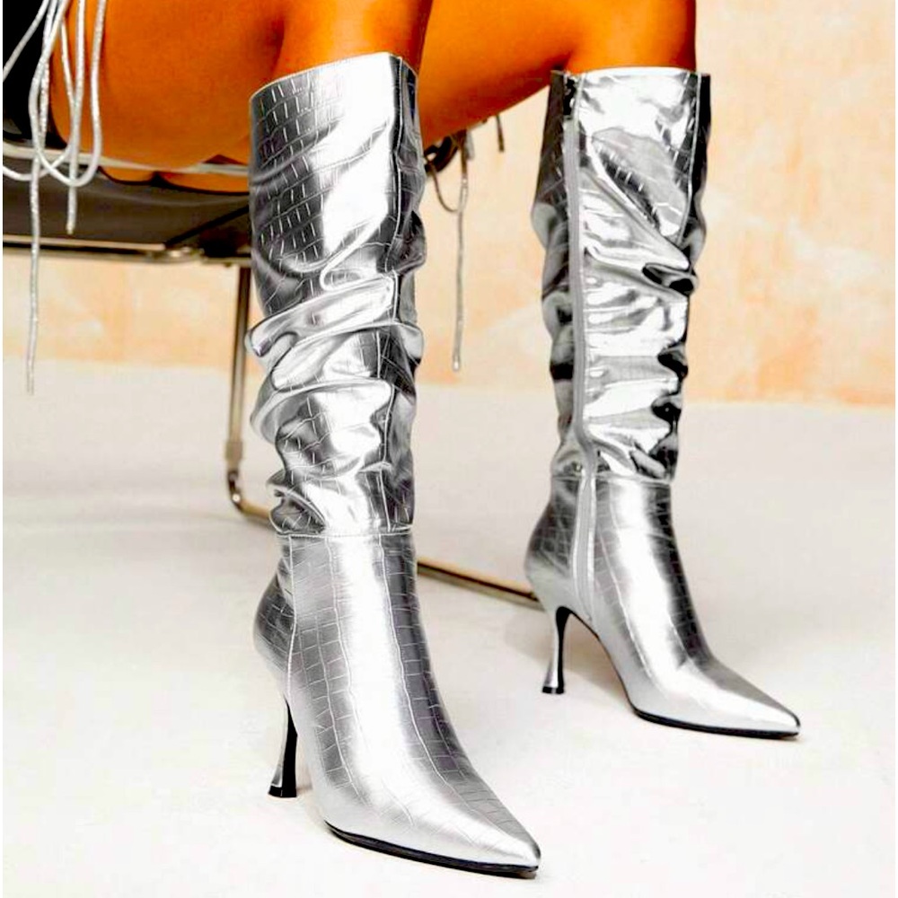 New Arqa Metallic High Boots Stiletto - Picture 4 of 17